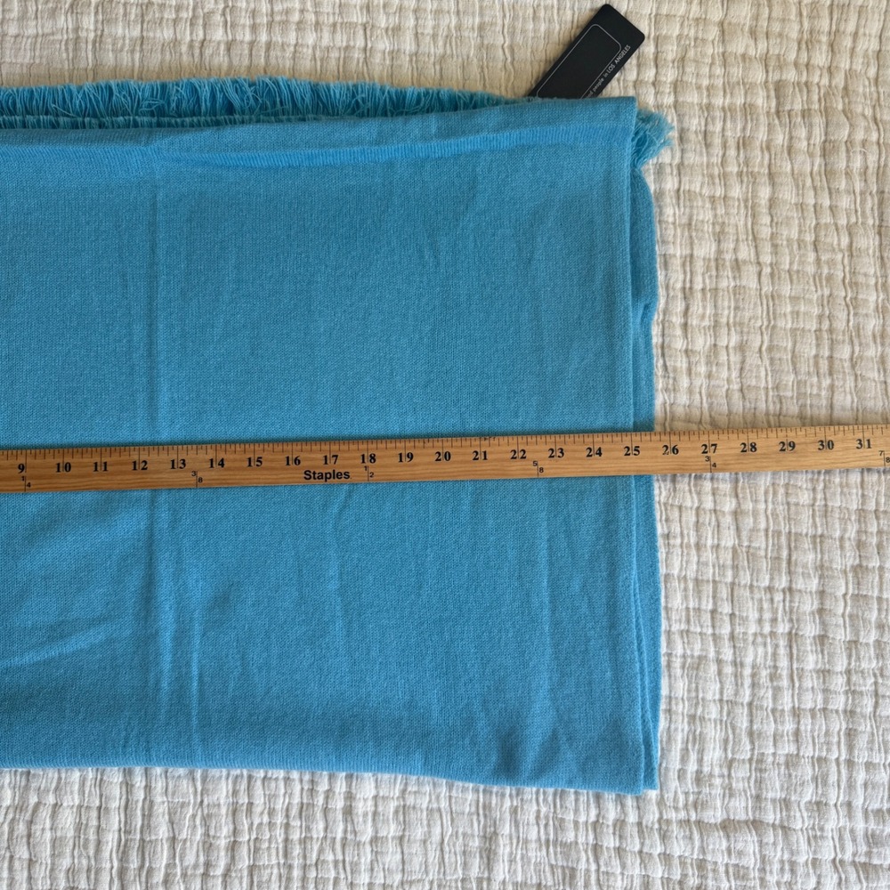 Beryll Womens Cashmere Wrap Scarf Turquoise Fringed Trim Shawl Knit New - Picture 9 of 9